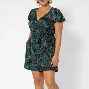 Leota Sweetheart Ruffle Sleeve Romper, size 1X